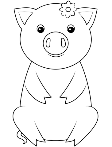 Cute Pig Coloring Page